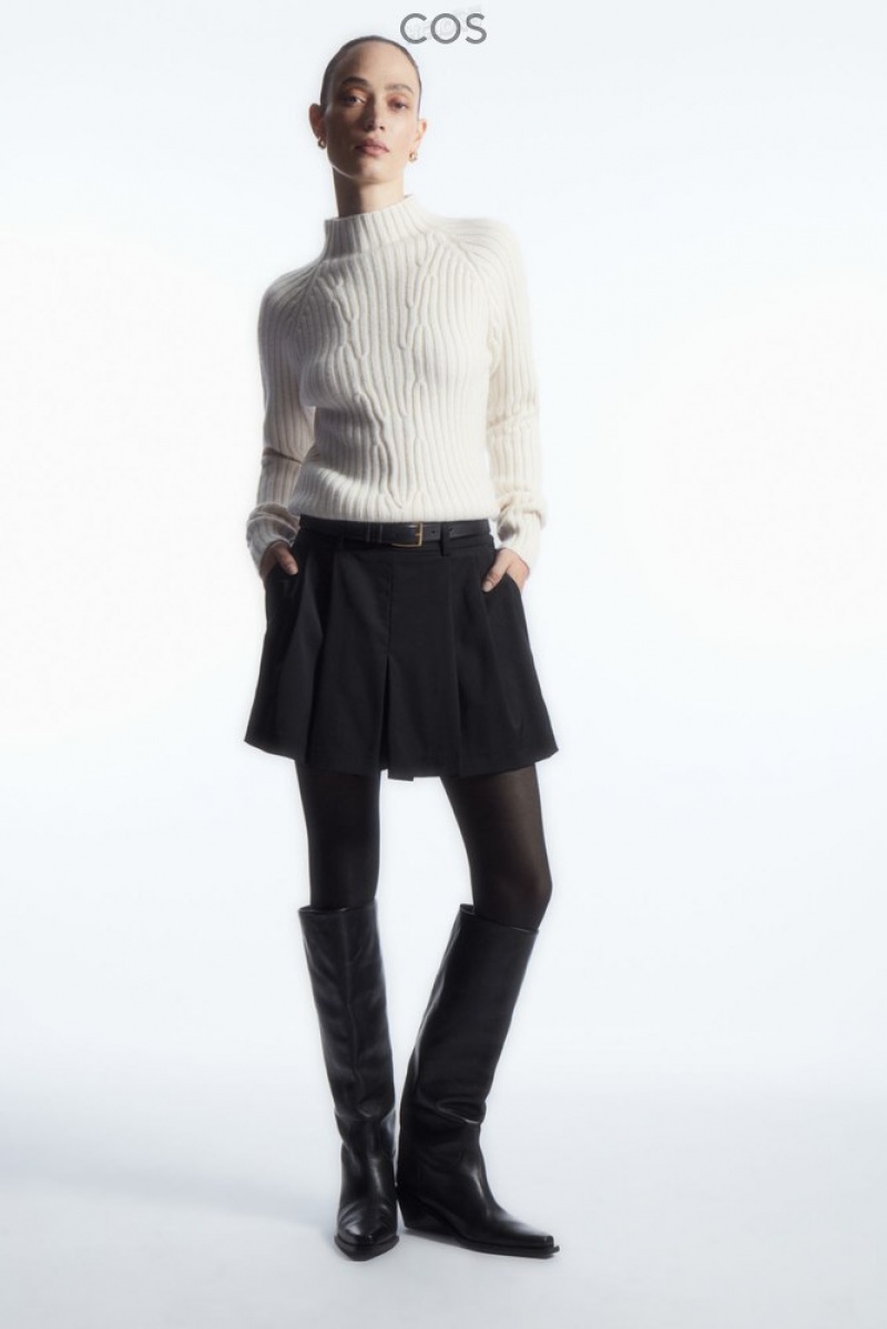 COS Nervuré Pure Cashmere Turtleneck Jumper Off-White | 049568-XYP