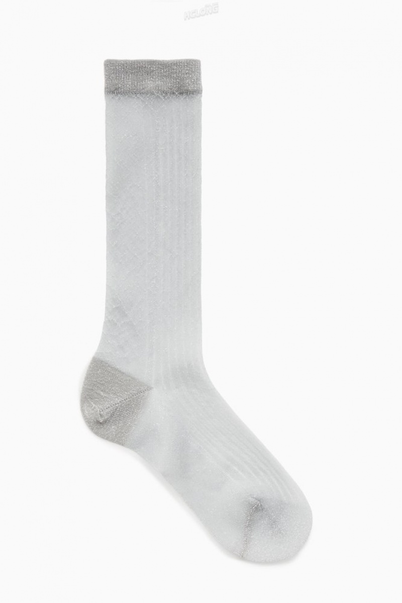 COS Nervuré Sheer Socks Beige Doré | 706194-FWL