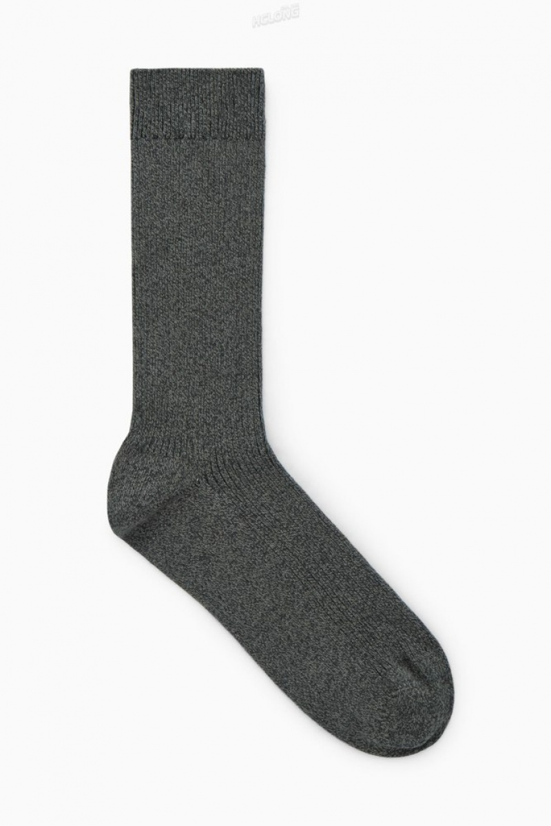 COS Nervuré Socks Grise Foncé | 097813-PHT