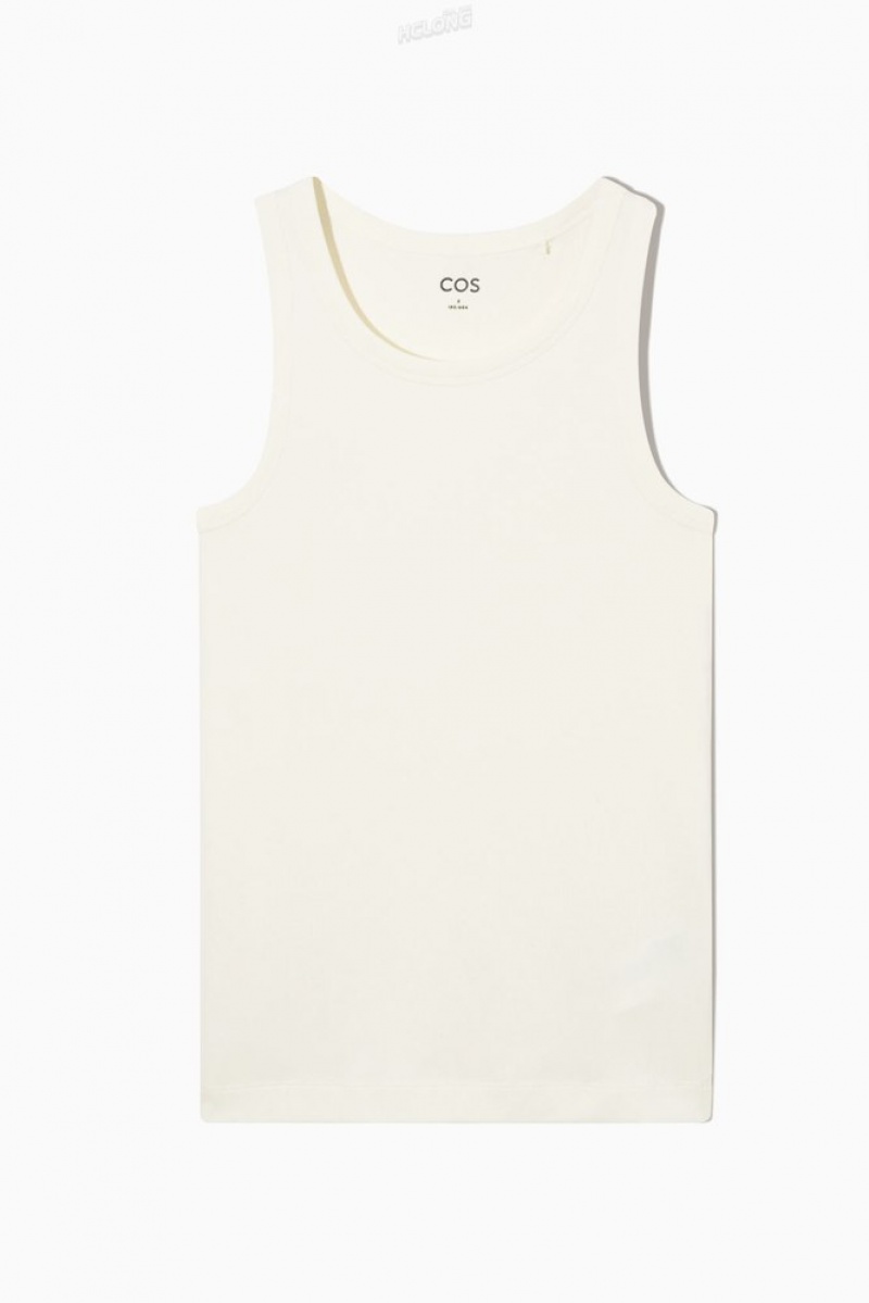 COS Nervuré Tank Top Blanche | 059163-YLM