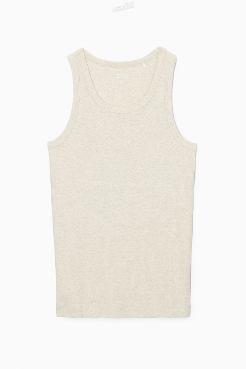 COS Nervuré Tank Top Blanche | 269801-LKT