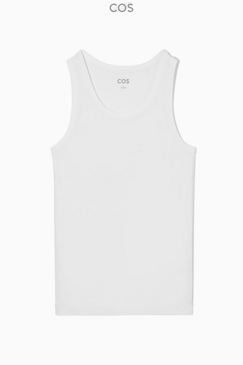 COS Nervuré Tank Top Blanche | 680142-LDJ