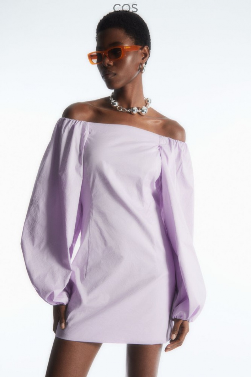 COS Off-The-Shoulder Mini Robe Dusty Lilac | 451732-NTD