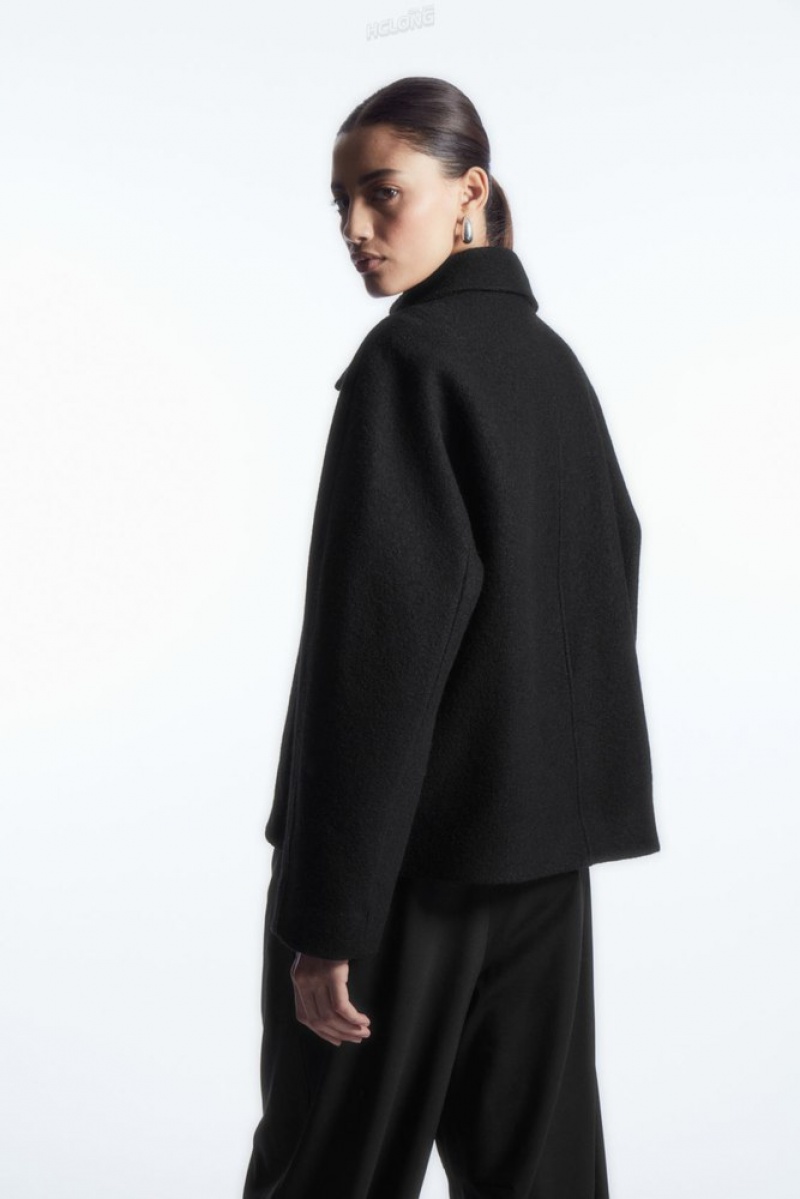 COS Oversized Boiled-Laine Jacket Noir | 436085-IPW