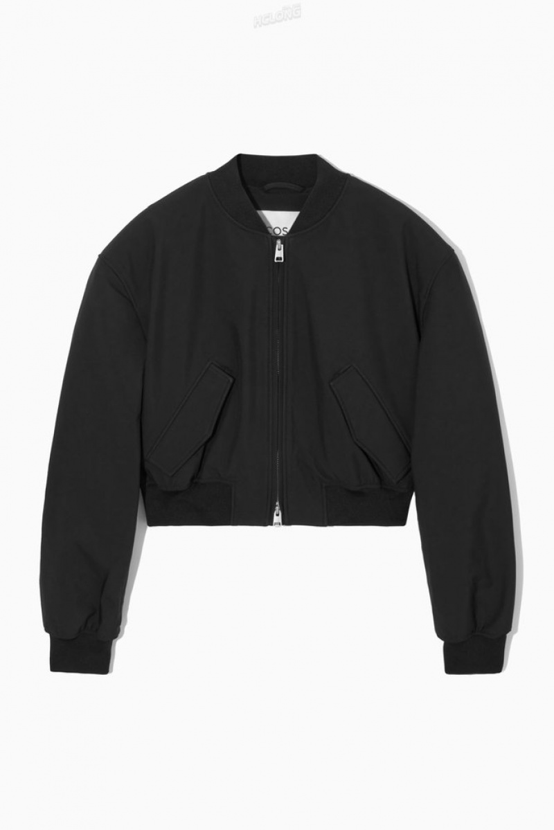 COS Oversized Cropped Bomber Jacket Noir | 341587-OIU