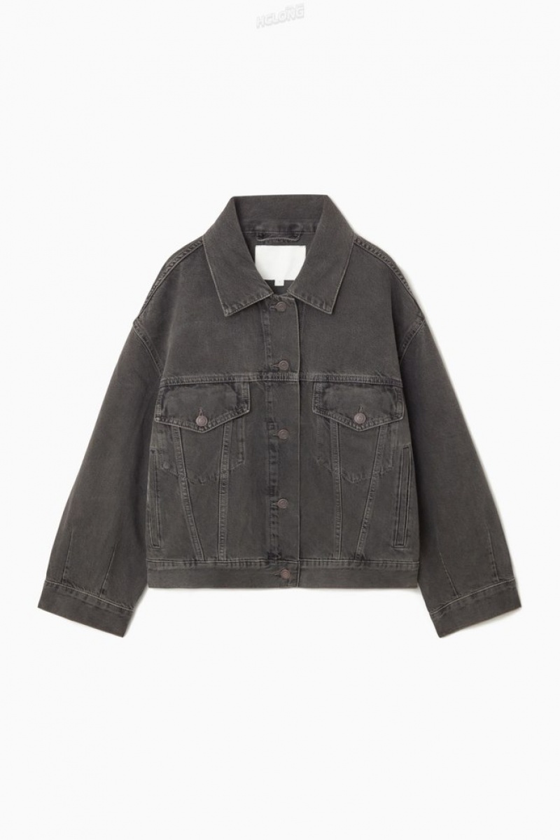 COS Oversized Denim Jacket Noir | 801596-AJM