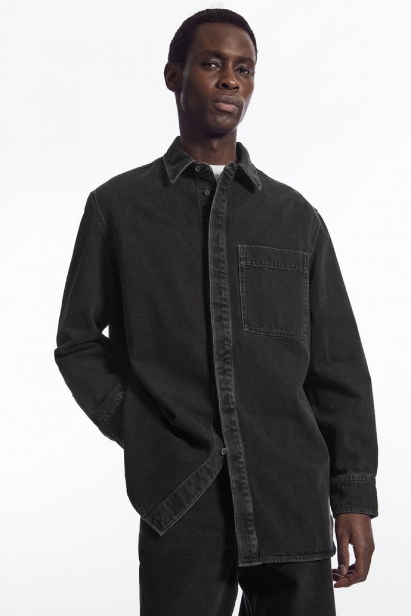 COS Oversized Denim Shirt Noir | 051492-WGA