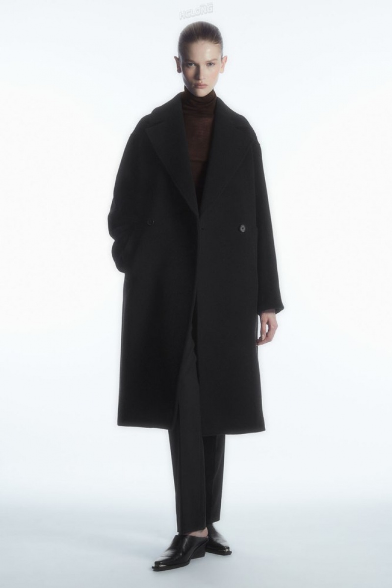 COS Oversized Double-Breasted Laine Coat Gray | 984510-VFQ