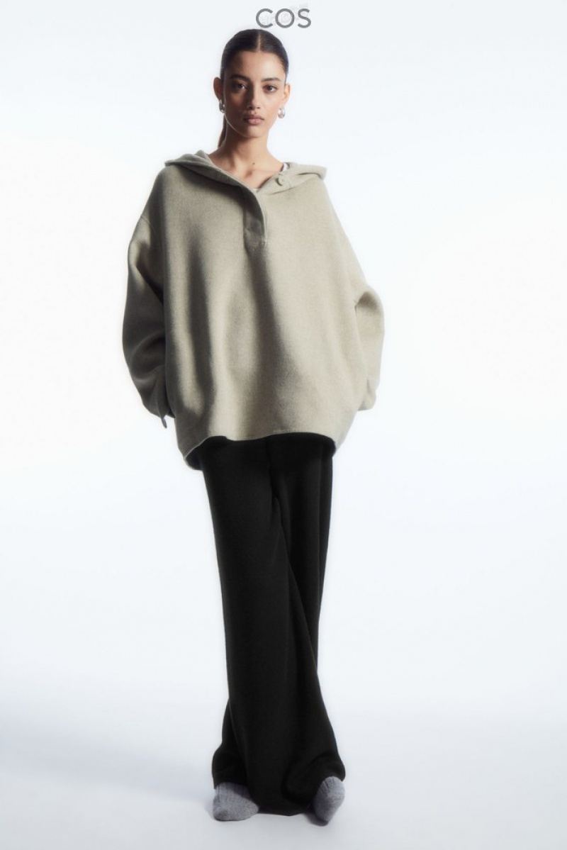 COS Oversized Double-Faced Laine Hoodie Beige Clair | 079138-RMK