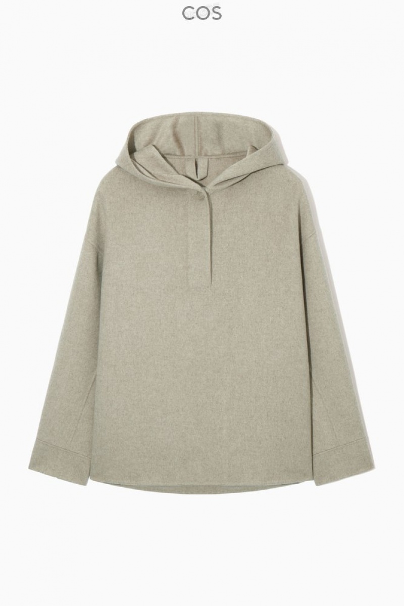 COS Oversized Double-Faced Laine Hoodie Beige Clair | 079138-RMK