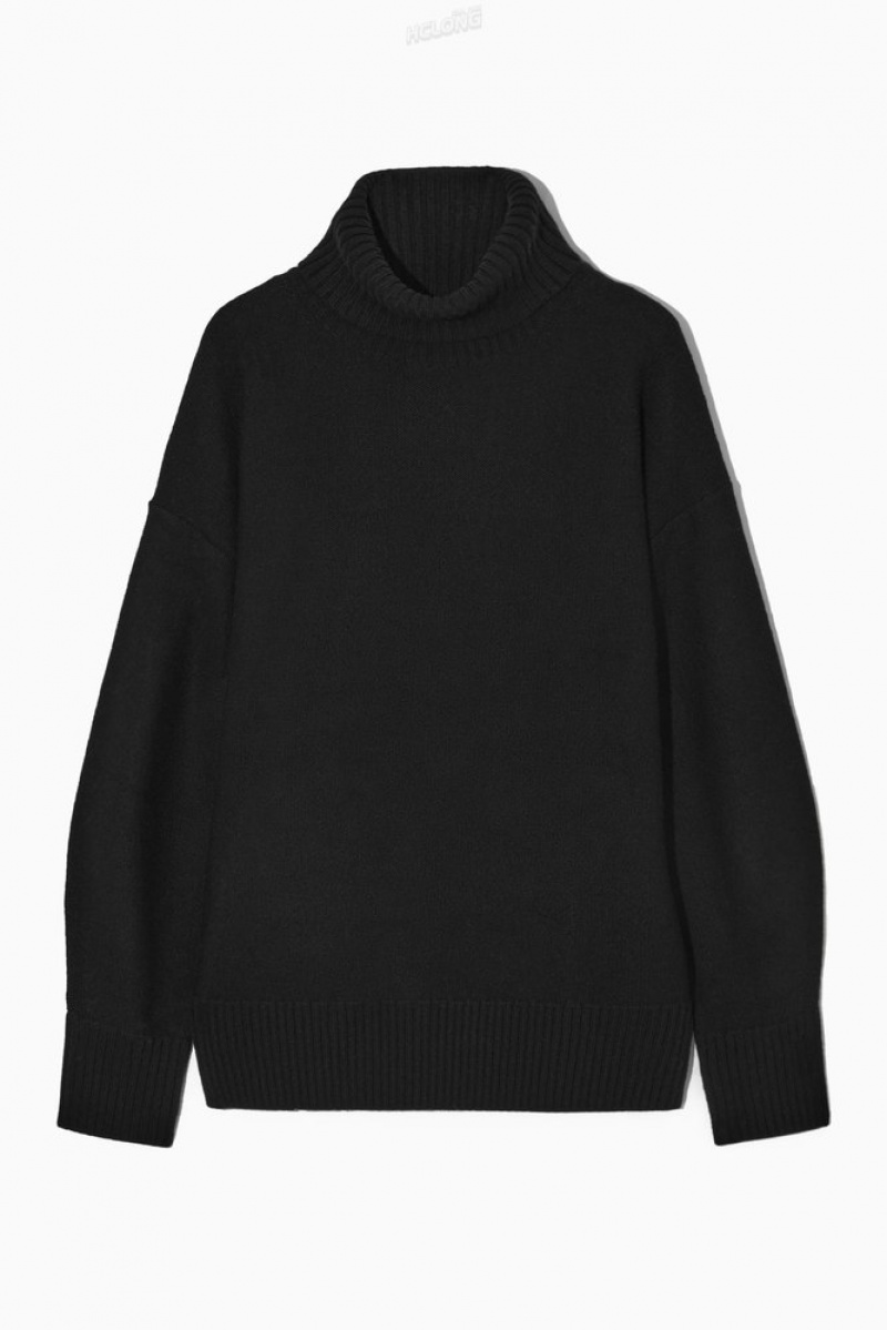 COS Oversized Laine Roll-Neck Jumper Noir | 794652-URF