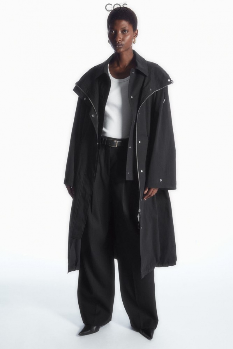 COS Oversized Layered Parka Noir | 738452-AUM