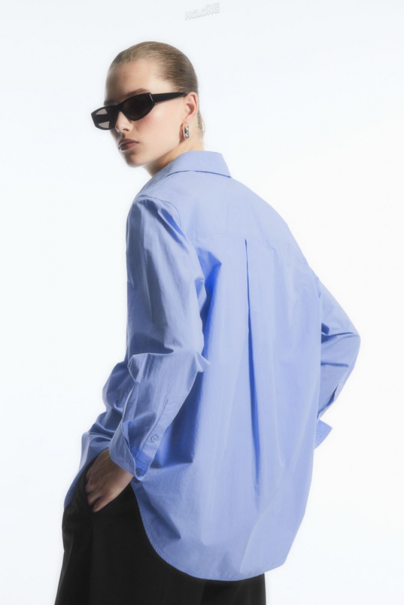 COS Oversized Long-Sleeve Shirt Blanche | 295364-AUW