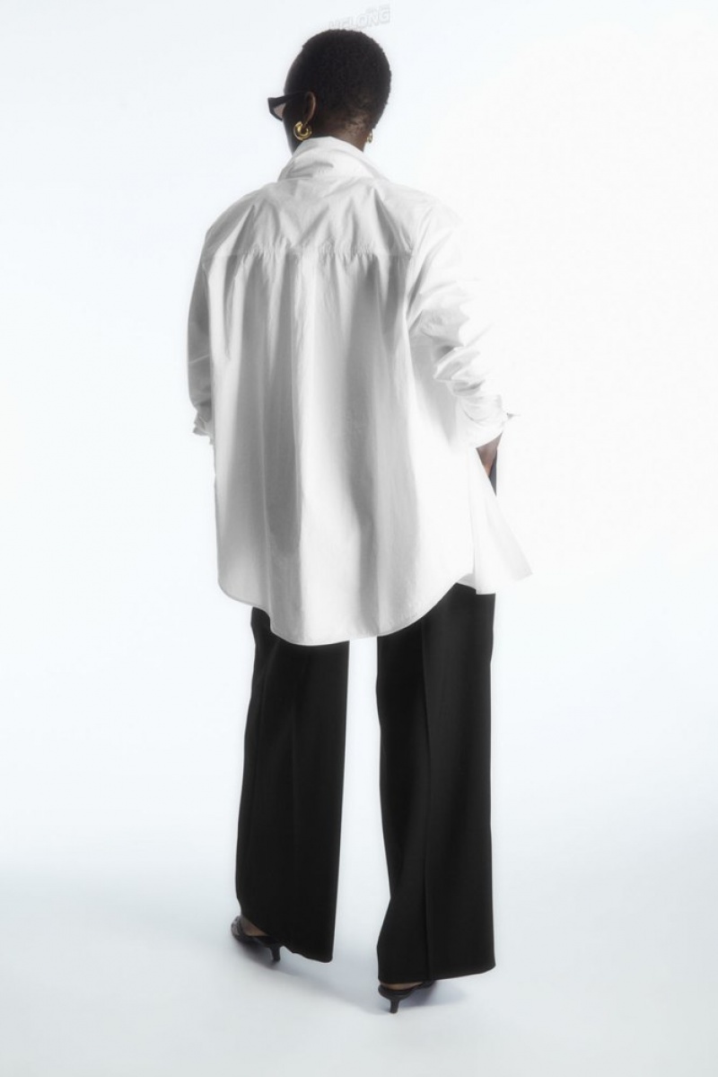 COS Oversized Long-Sleeve Shirt Blanche | 987125-BNL