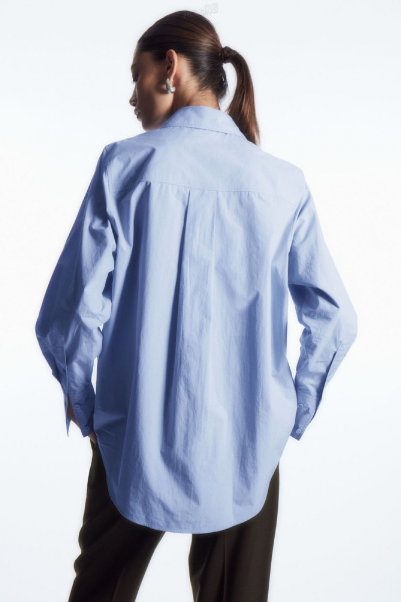 COS Oversized Long-Sleeve Shirt Blanche | 643218-YAX