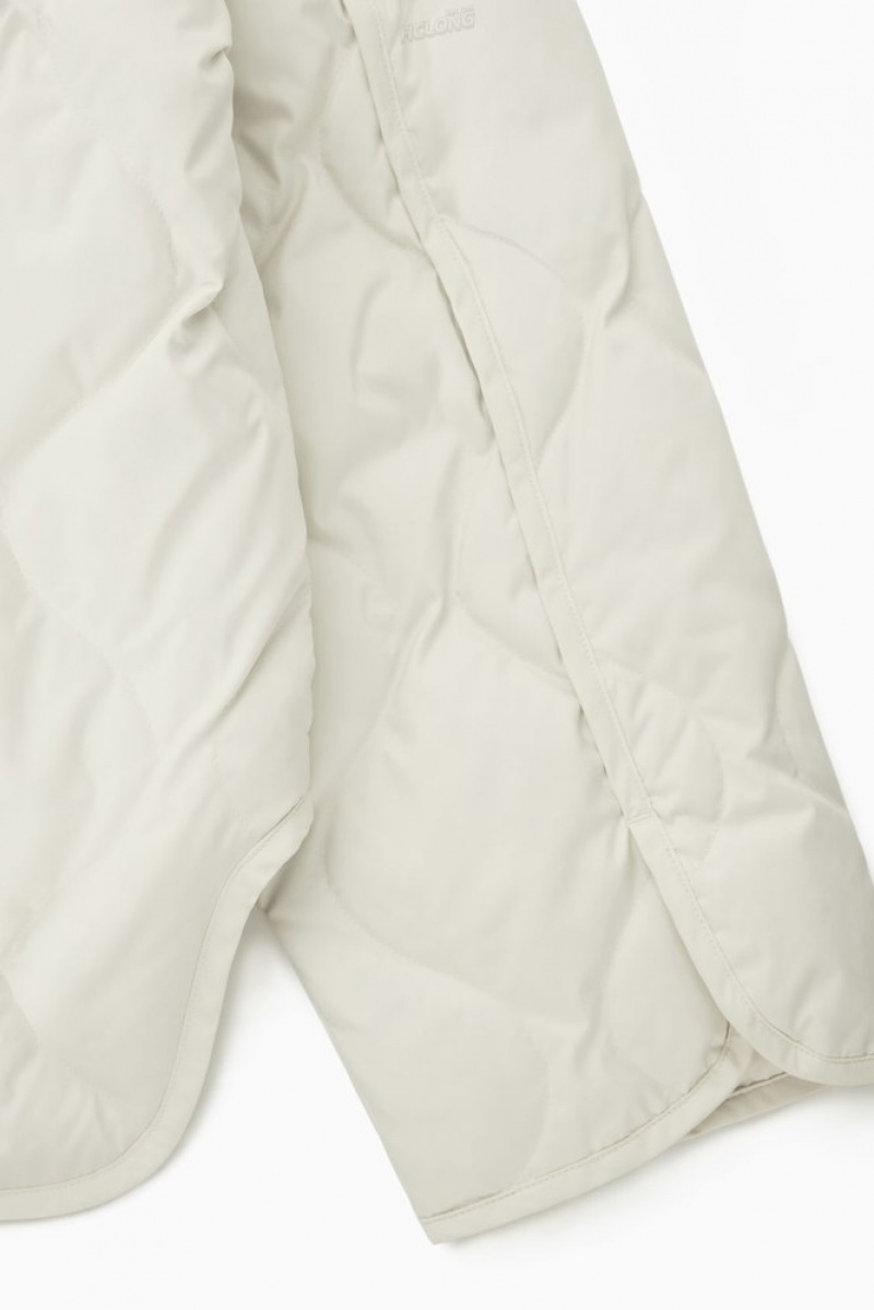 COS Oversized Matelassé Jacket Off-White | 485196-TZQ