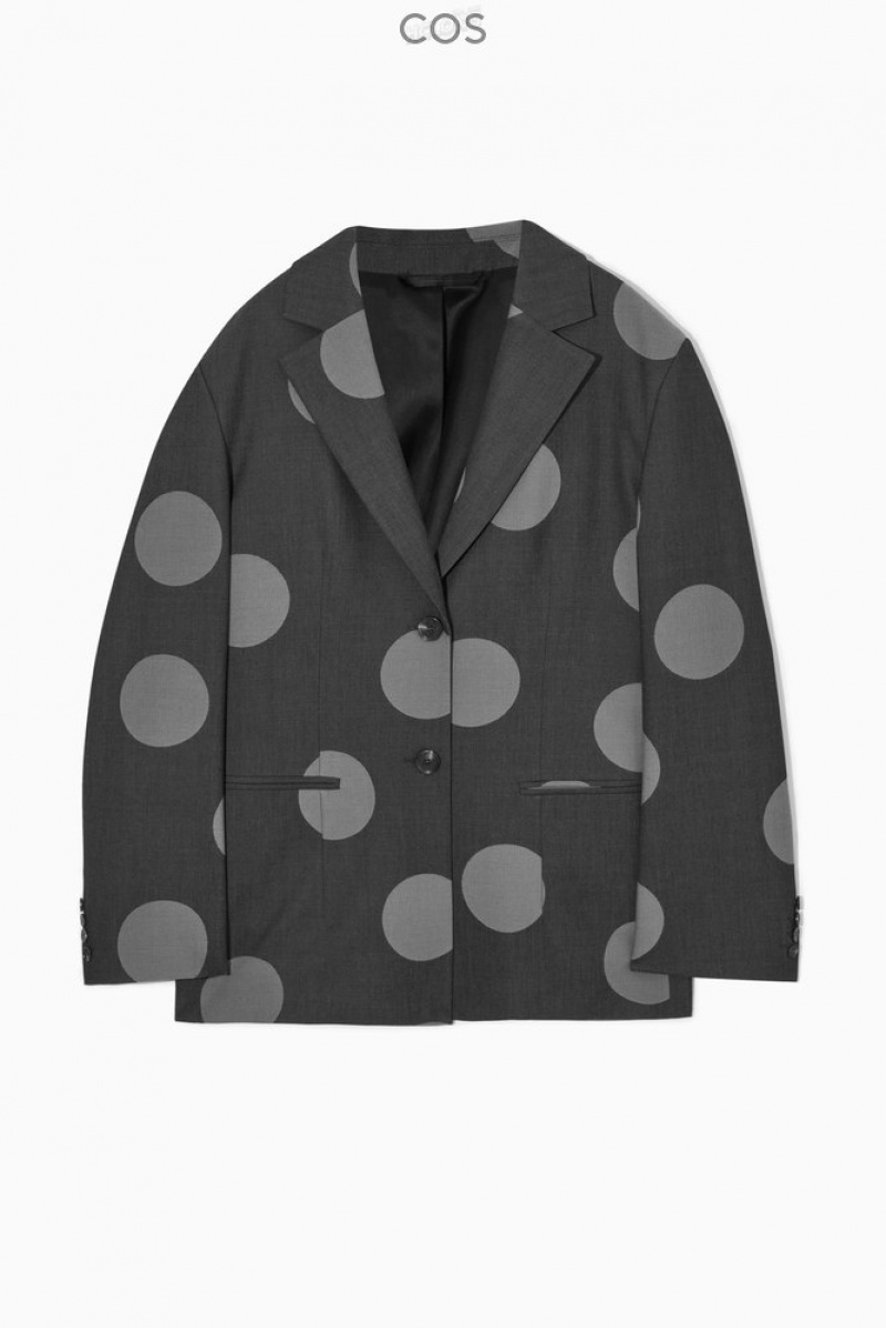 COS Oversized Polka-Dot Laine-Blend Blazer Grise | 823519-OTB