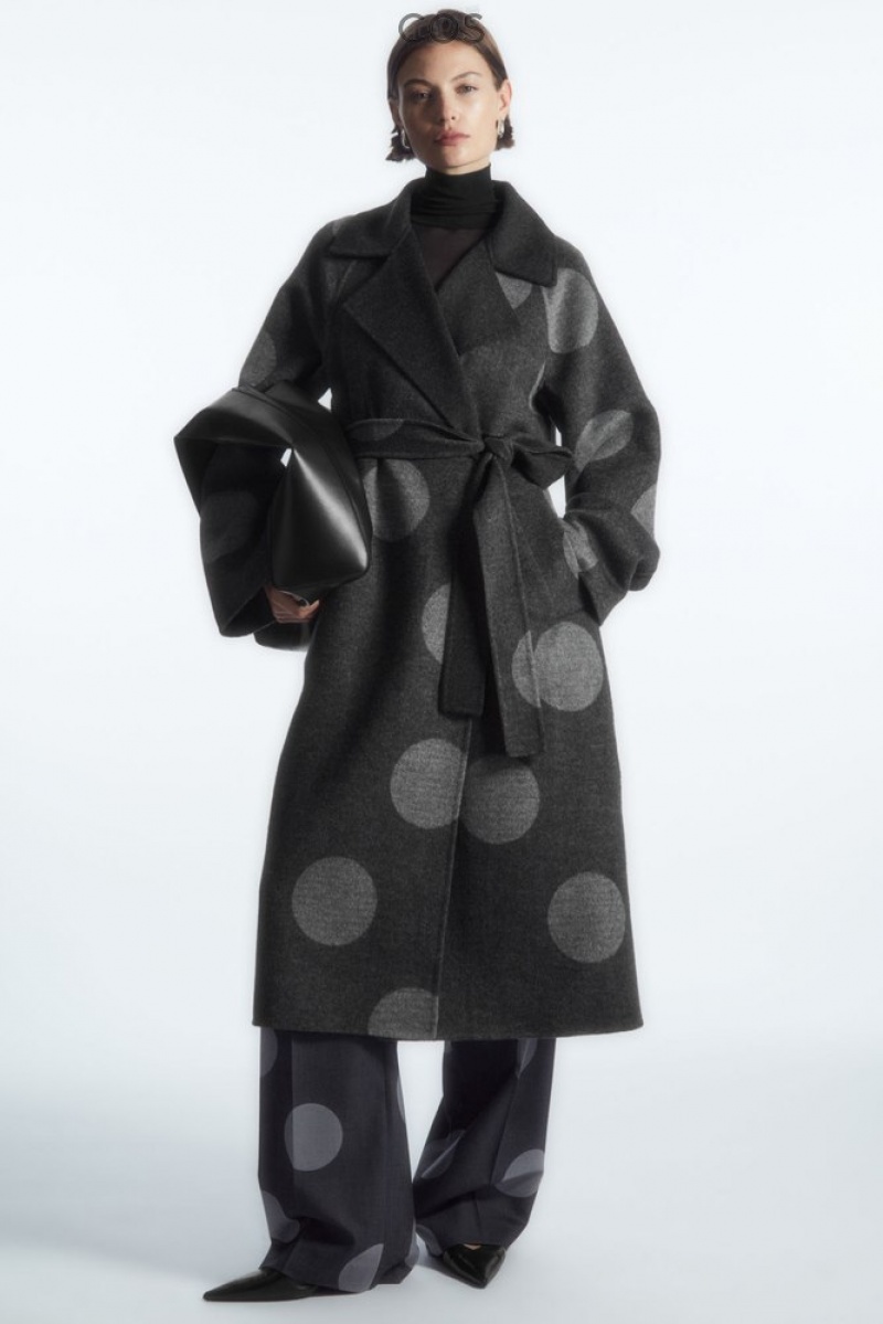 COS Oversized Polka-Dot Laine Coat Gray / Polka-Dot | 926708-YKF