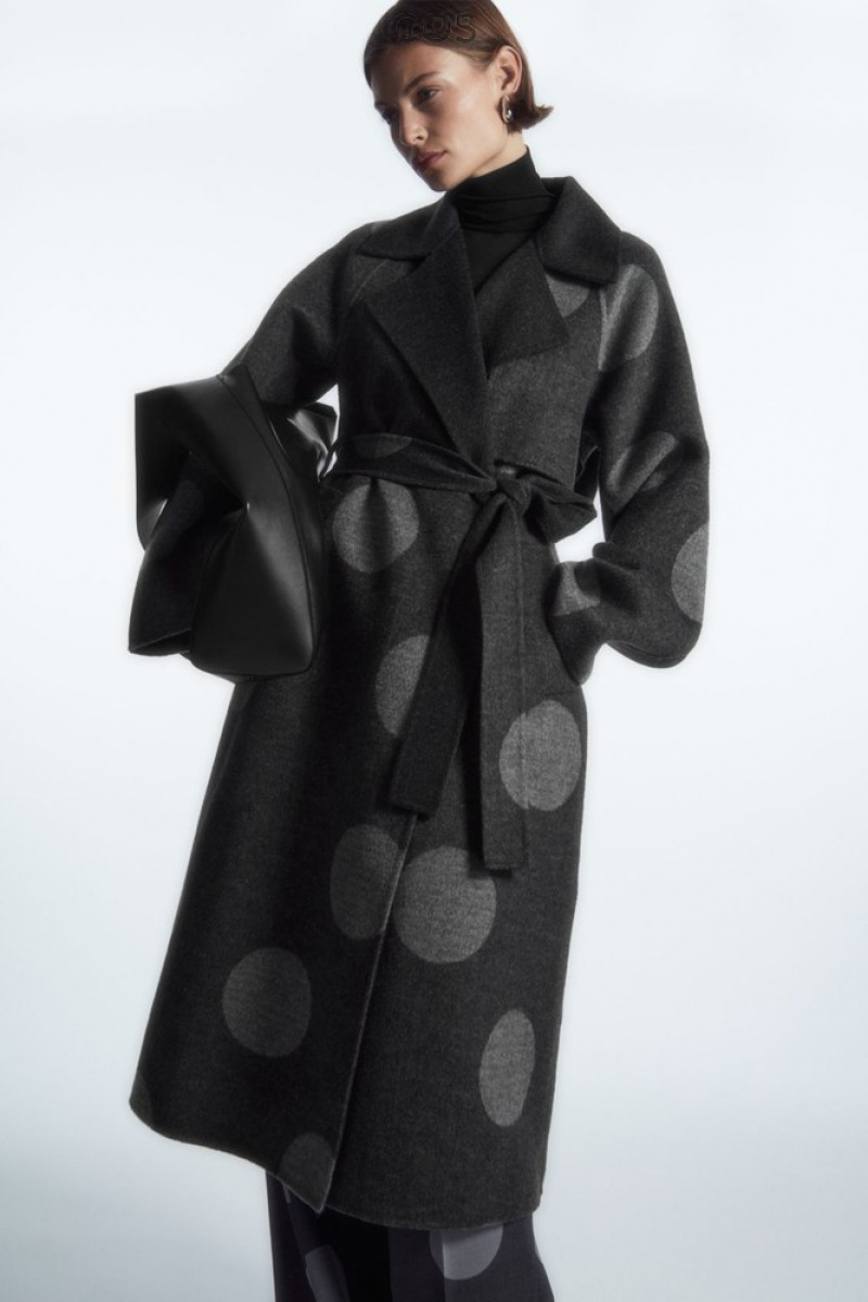 COS Oversized Polka-Dot Laine Coat Gray / Polka-Dot | 926708-YKF