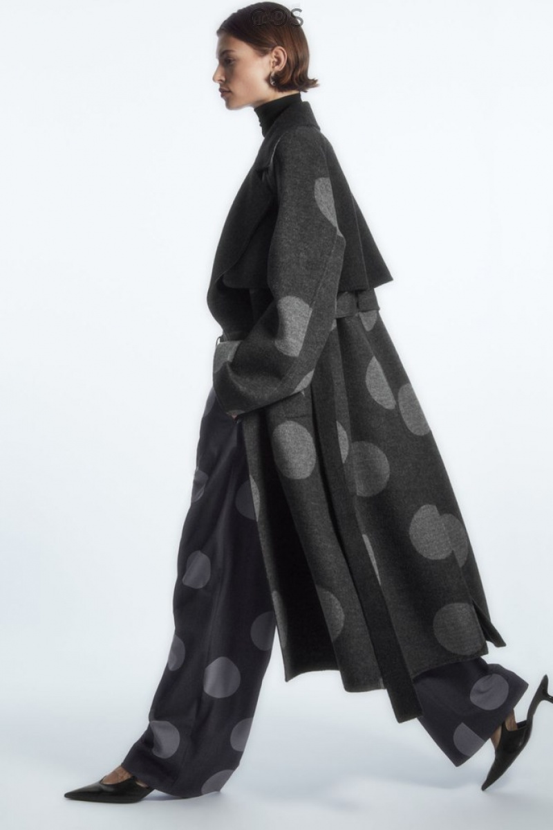 COS Oversized Polka-Dot Laine Coat Gray / Polka-Dot | 926708-YKF