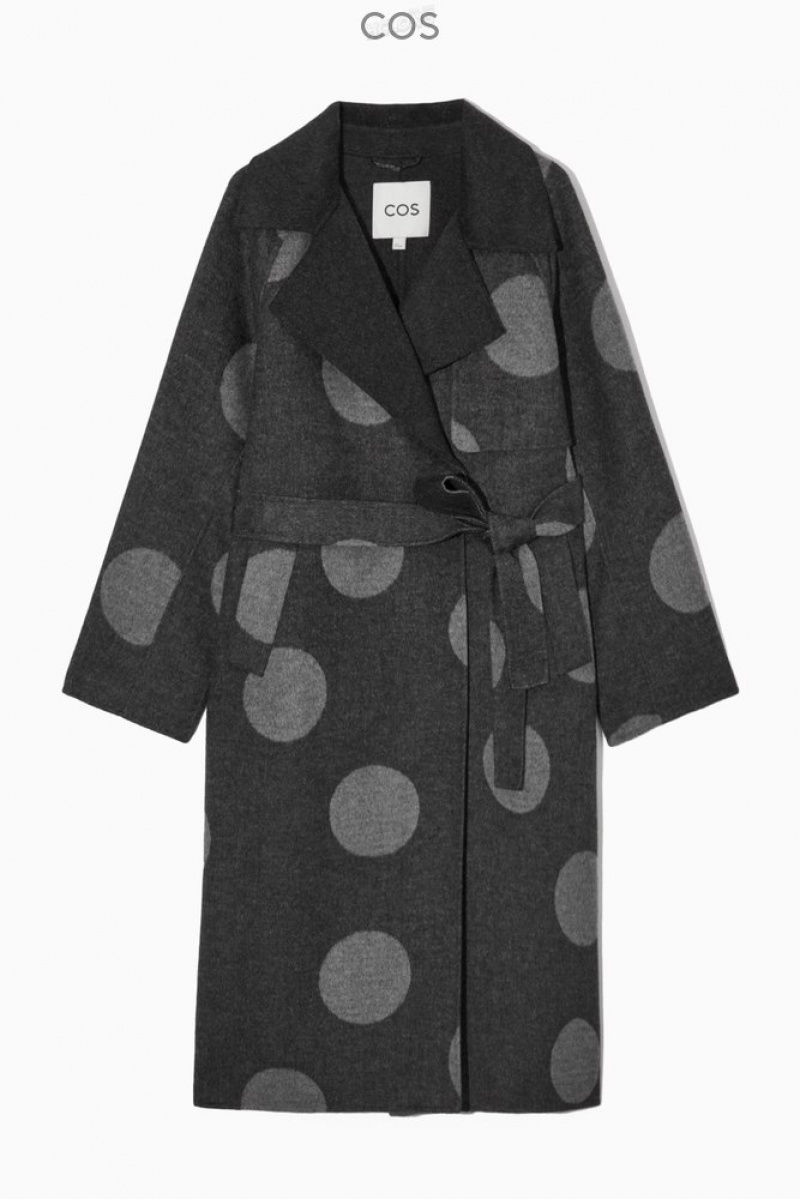 COS Oversized Polka-Dot Laine Coat Gray / Polka-Dot | 926708-YKF