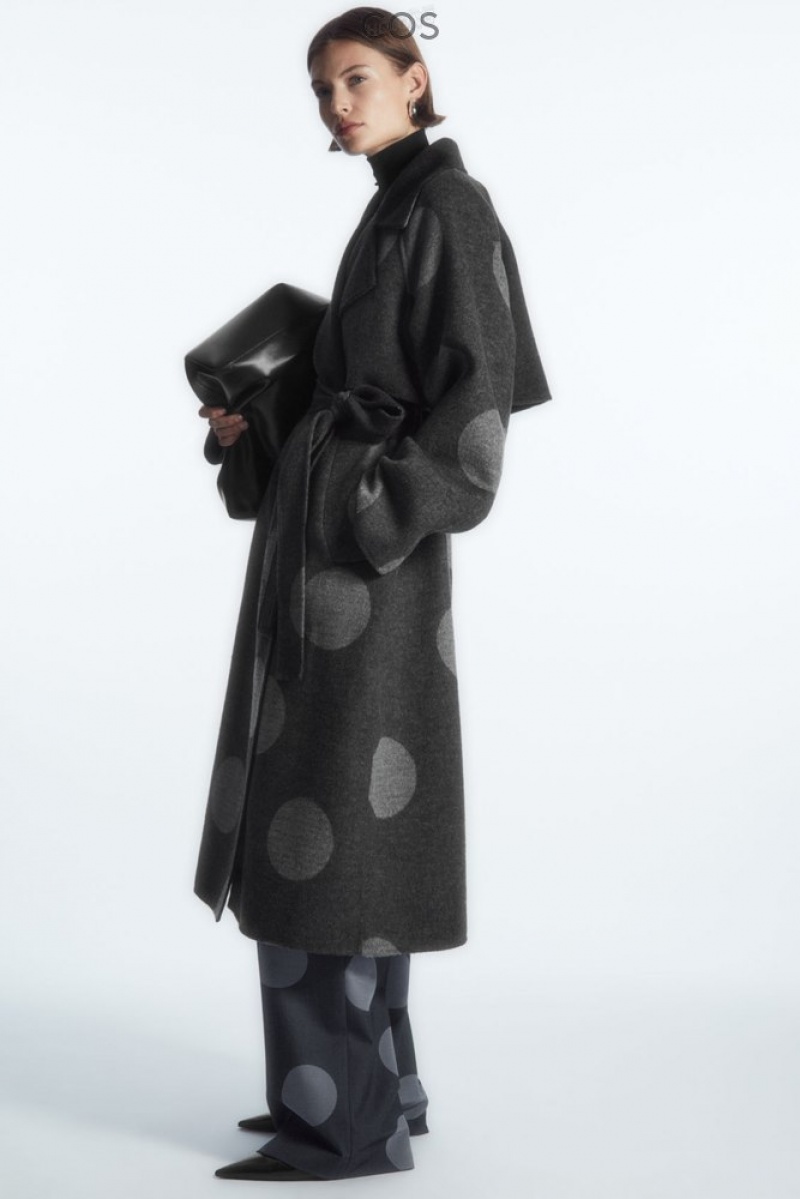 COS Oversized Polka-Dot Laine Coat Gray / Polka-Dot | 926708-YKF