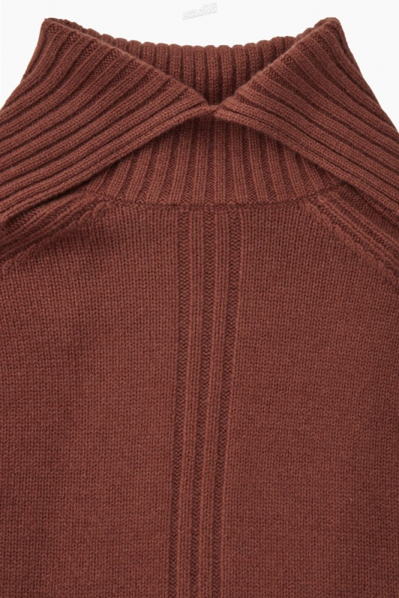 COS Oversized Pure Cashmere Roll-Neck Pull Bleu Marine | 823419-GCZ