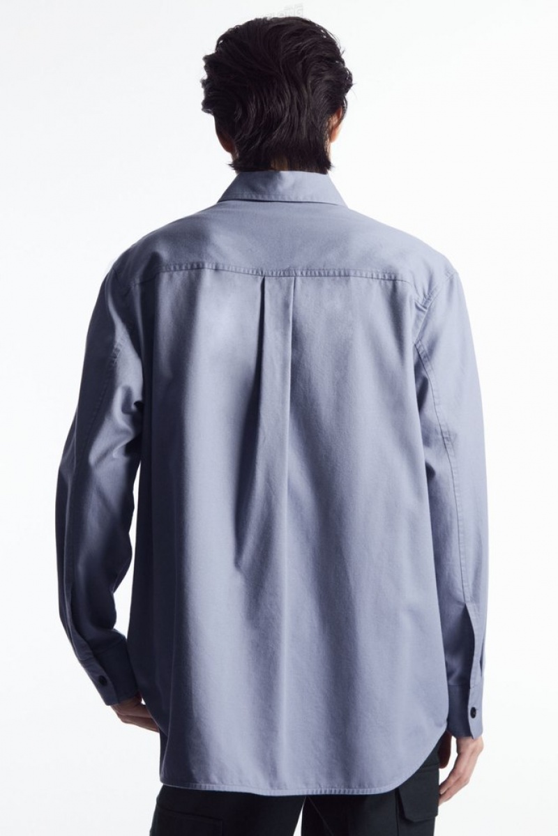 COS Oversized Utility Shirt Bleu Marine Foncé | 387650-PXF