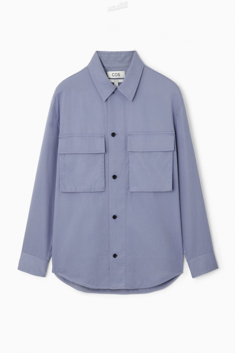 COS Oversized Utility Shirt Bleu Marine Foncé | 387650-PXF