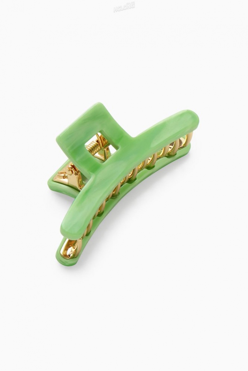 COS Pearl-Effect Mini Hair Clip Vert Doré | 947810-VHW