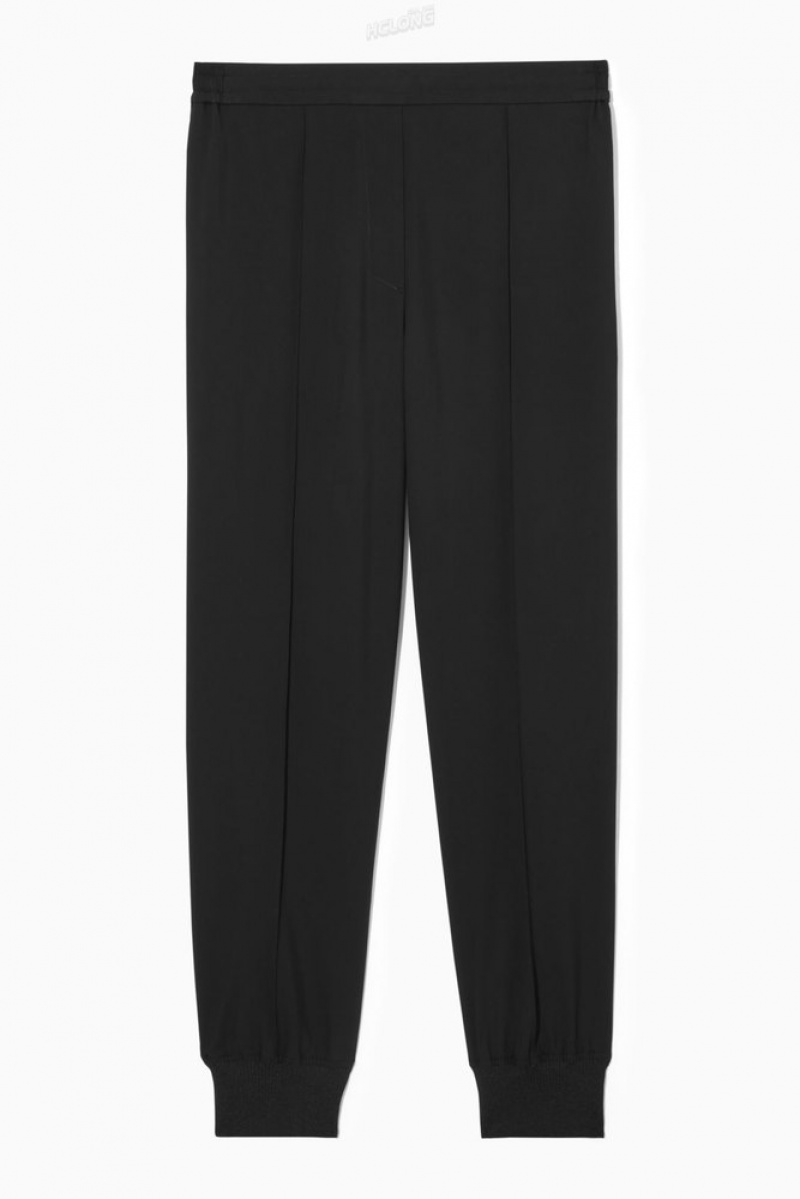 COS Pintucked Elasticated Tailored Joggers Noir | 138062-GWL