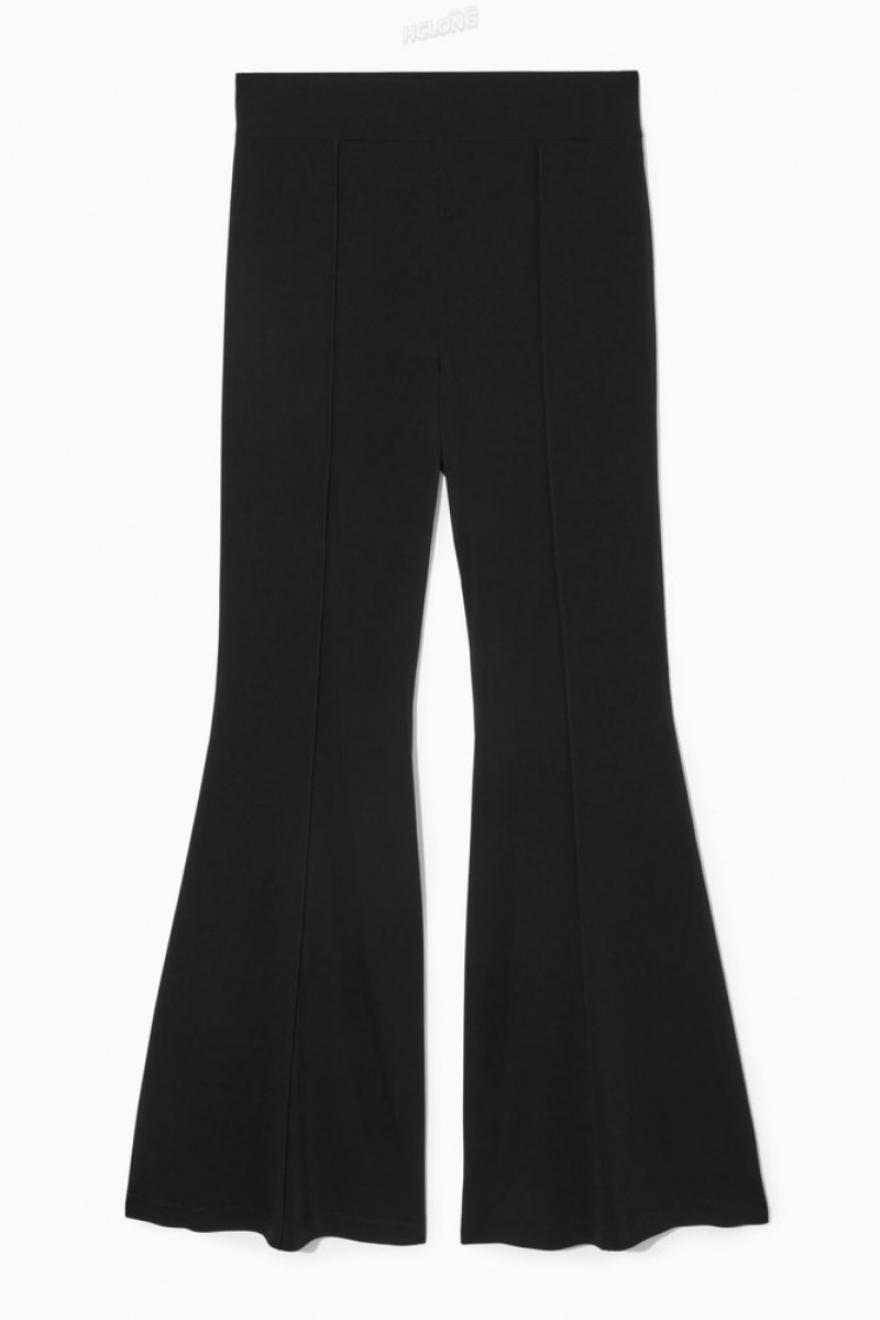 COS Pintucked Flared Trousers Noir | 619430-GLU