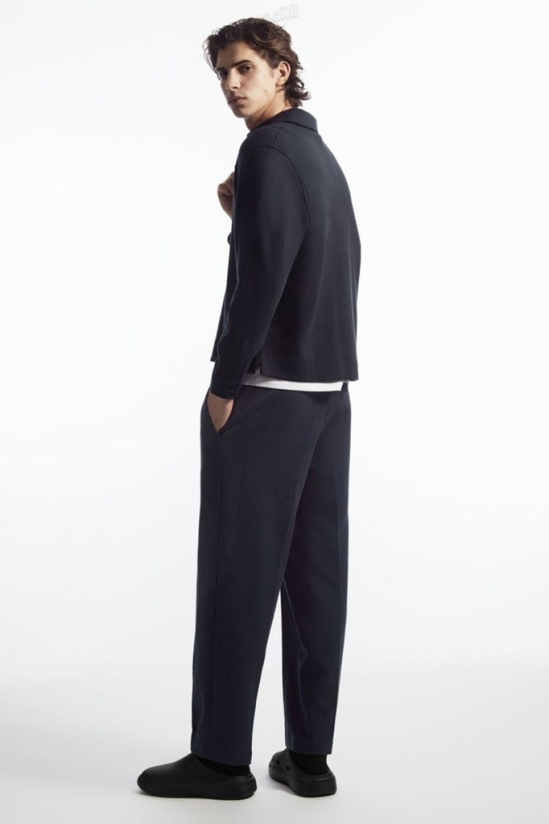 COS Pintucked Pull-On Jersey Pants Bleu Marine | 489753-UVA