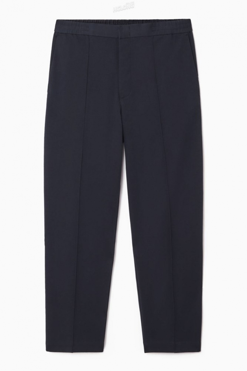 COS Pintucked Pull-On Jersey Pants Bleu Marine | 489753-UVA