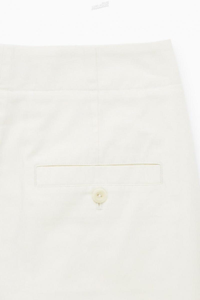 COS Plissé Barrel-Leg Twill Chinos Bleu Marine | 732496-TDS