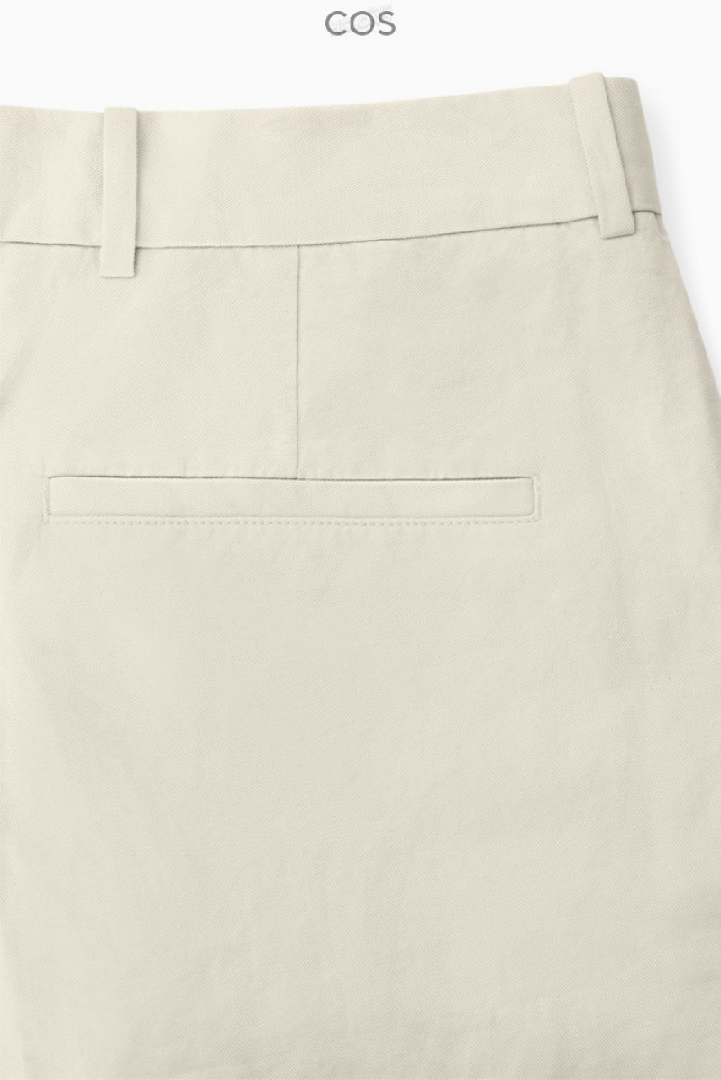 COS Plissé Droit-Leg Linen-Blend Trousers Beige Clair | 697382-JYF