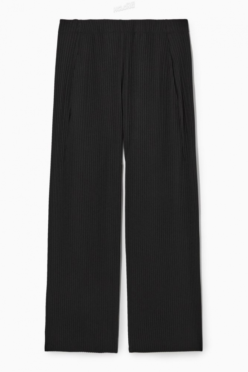 COS Plissé Elasticated Pants Noir | 294758-OUX