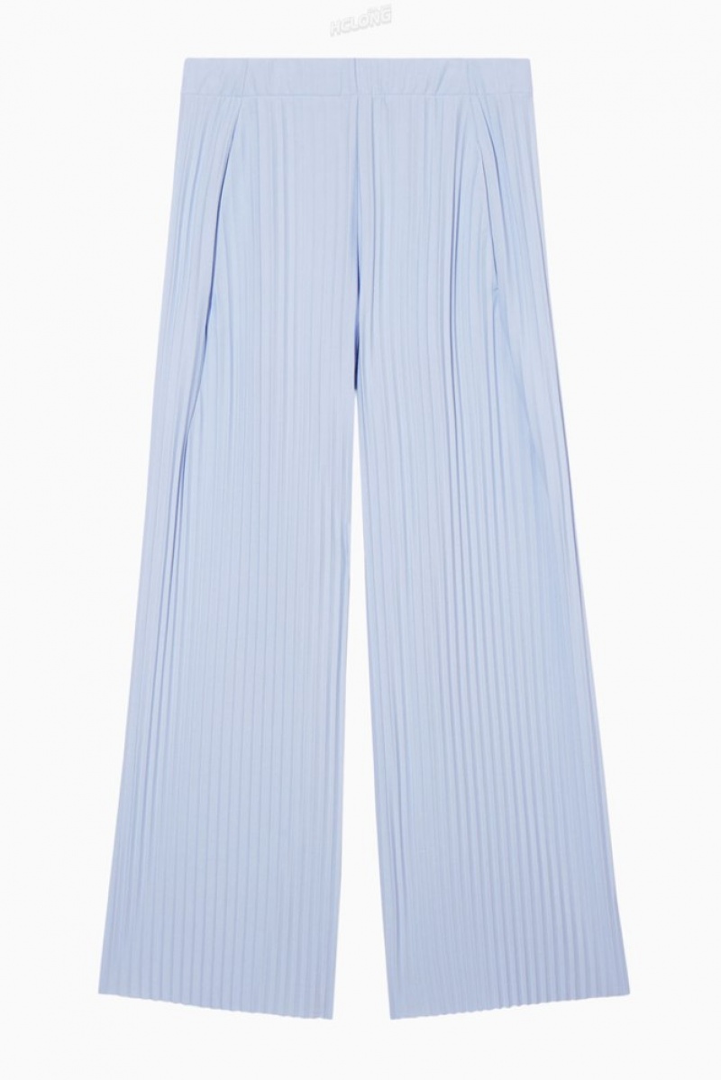 COS Plissé Elasticated Trousers Bleu | 184260-IRK