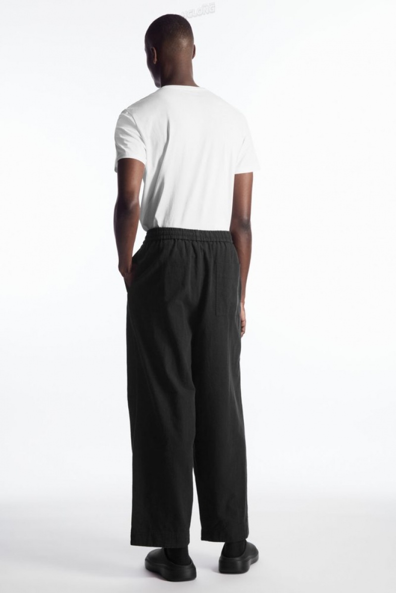 COS Plissé Larges-Leg Chambray Pants Noir | 204931-LQR