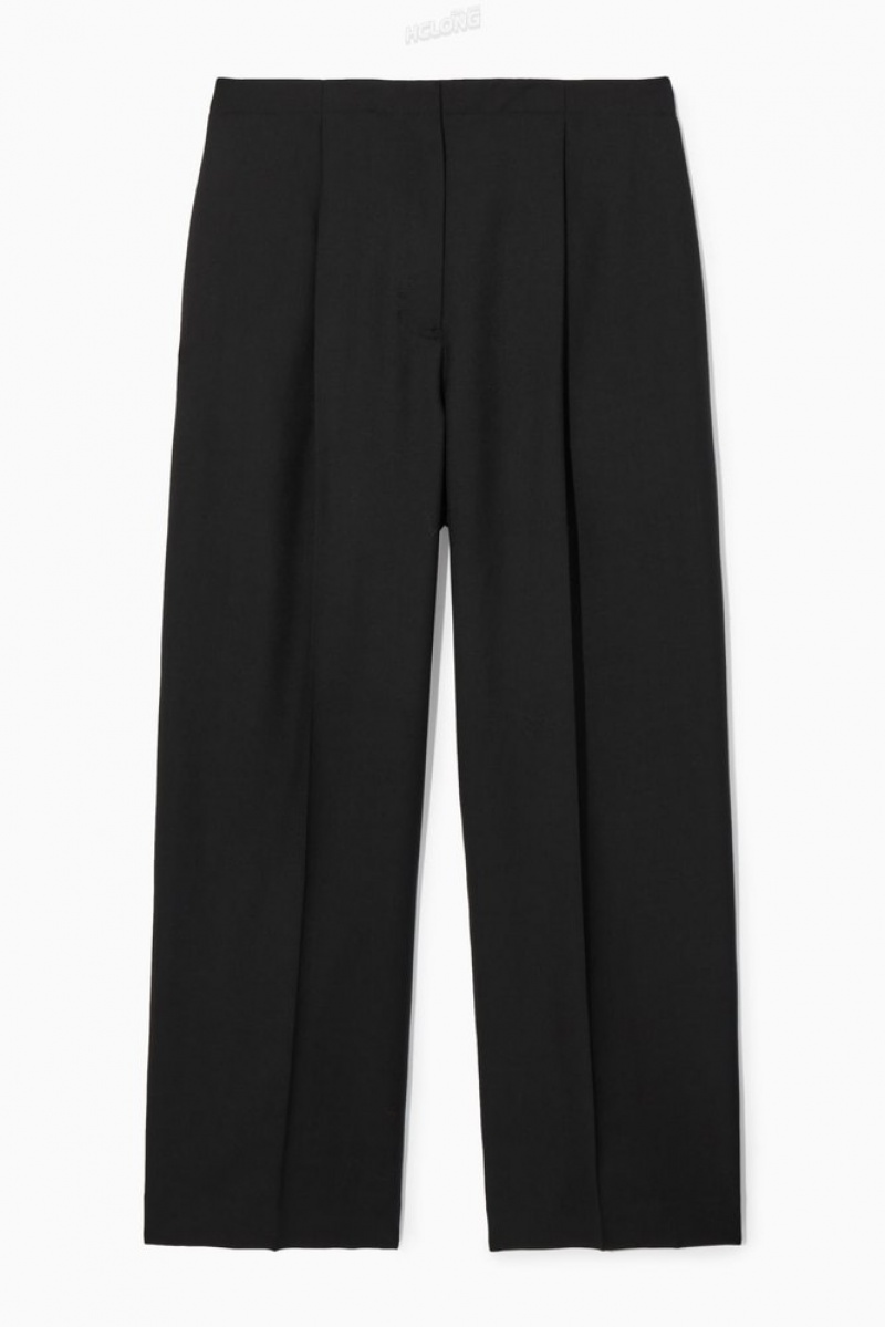 COS Plissé Larges-Leg Laine Pants Noir | 189760-UMP