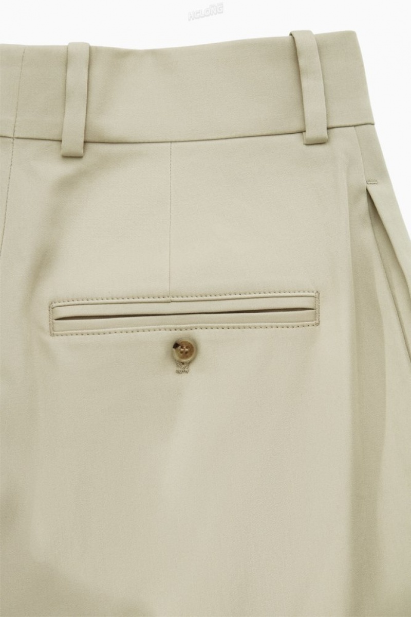 COS Plissé Larges-Leg Utility Trousers Beige Clair | 681273-CFY