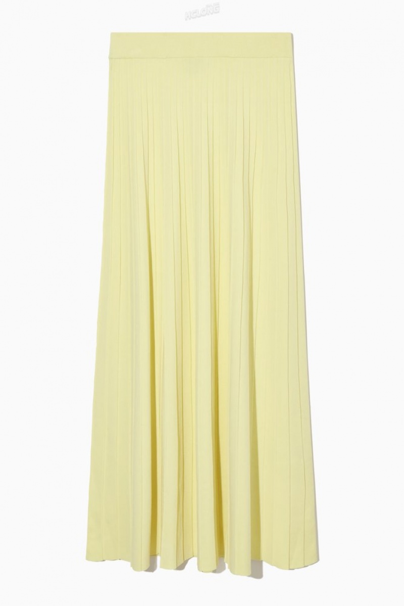 COS Plissé Tricoté Maxi Skirt Jaune Clair | 627150-YIS