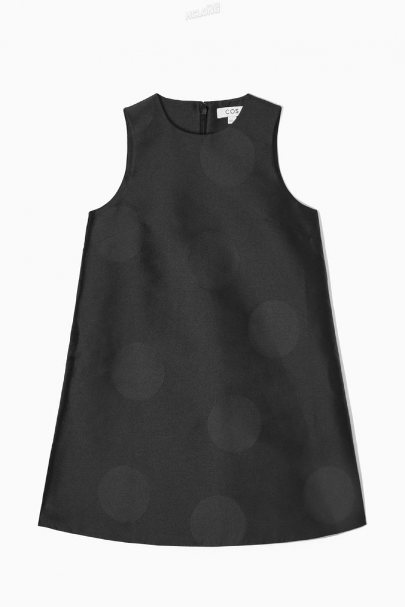 COS Polka-Dot A-Line Mini Robe Noir | 142093-CXN