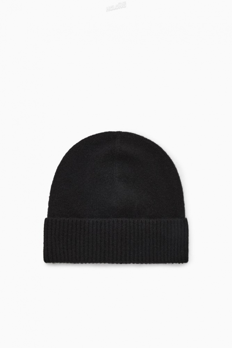 COS Pure Cashmere Beanie Noir | 167935-LSQ