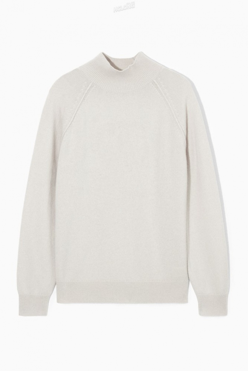 COS Pure Cashmere Funnel-Neck Jumper Beige Clair | 713248-KAU