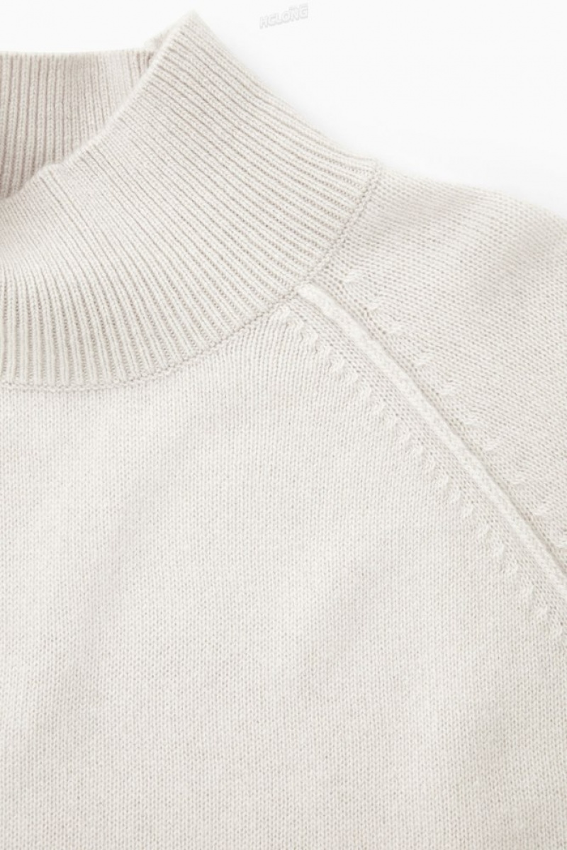 COS Pure Cashmere Funnel-Neck Jumper Beige Clair | 713248-KAU