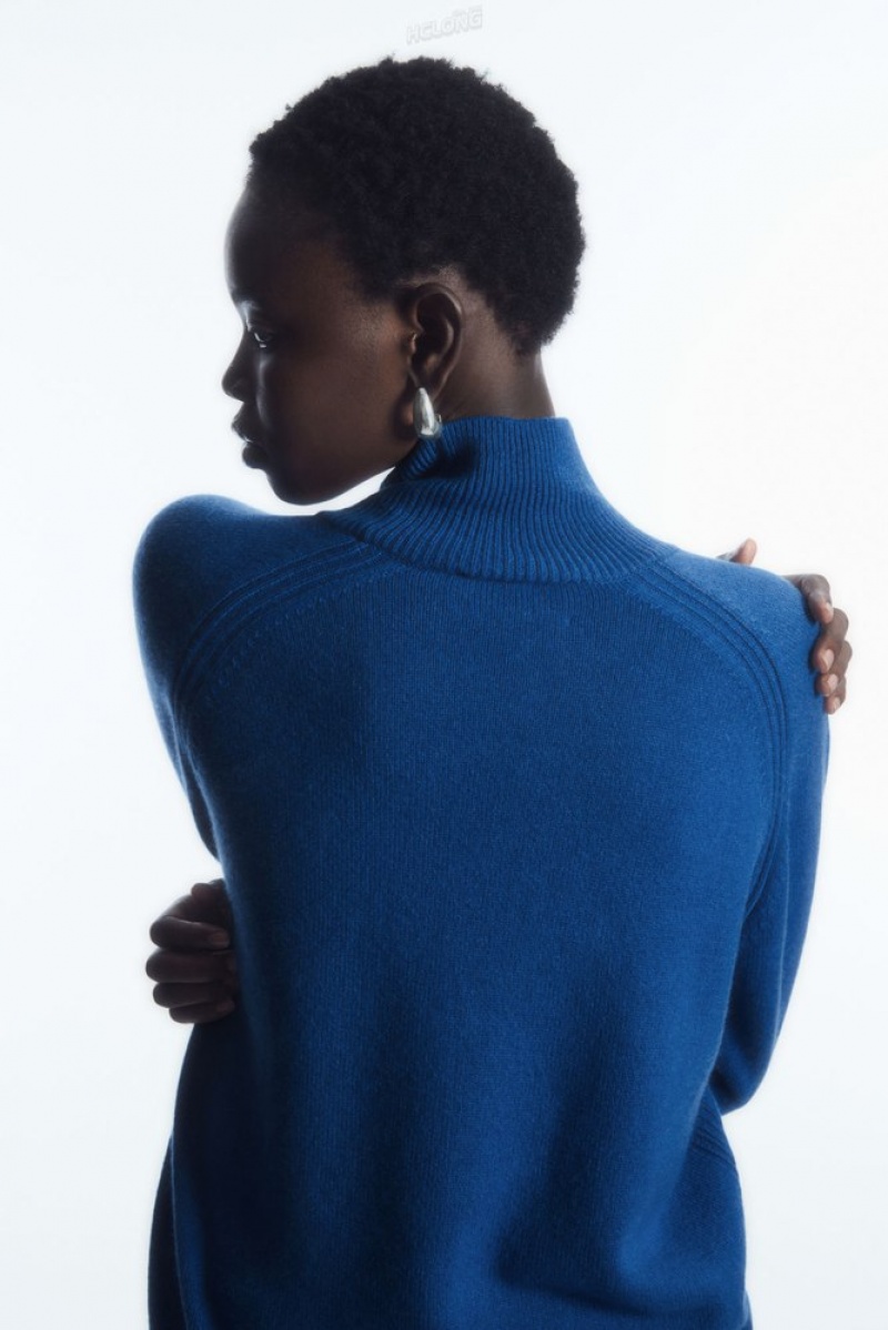 COS Pure Cashmere Turtleneck Jumper Bleu Marine Foncé | 470861-HXT