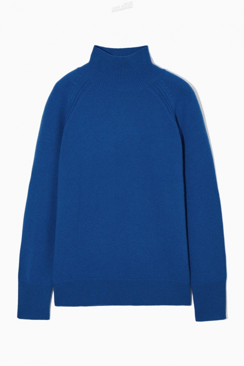 COS Pure Cashmere Turtleneck Jumper Bleu Marine Foncé | 470861-HXT