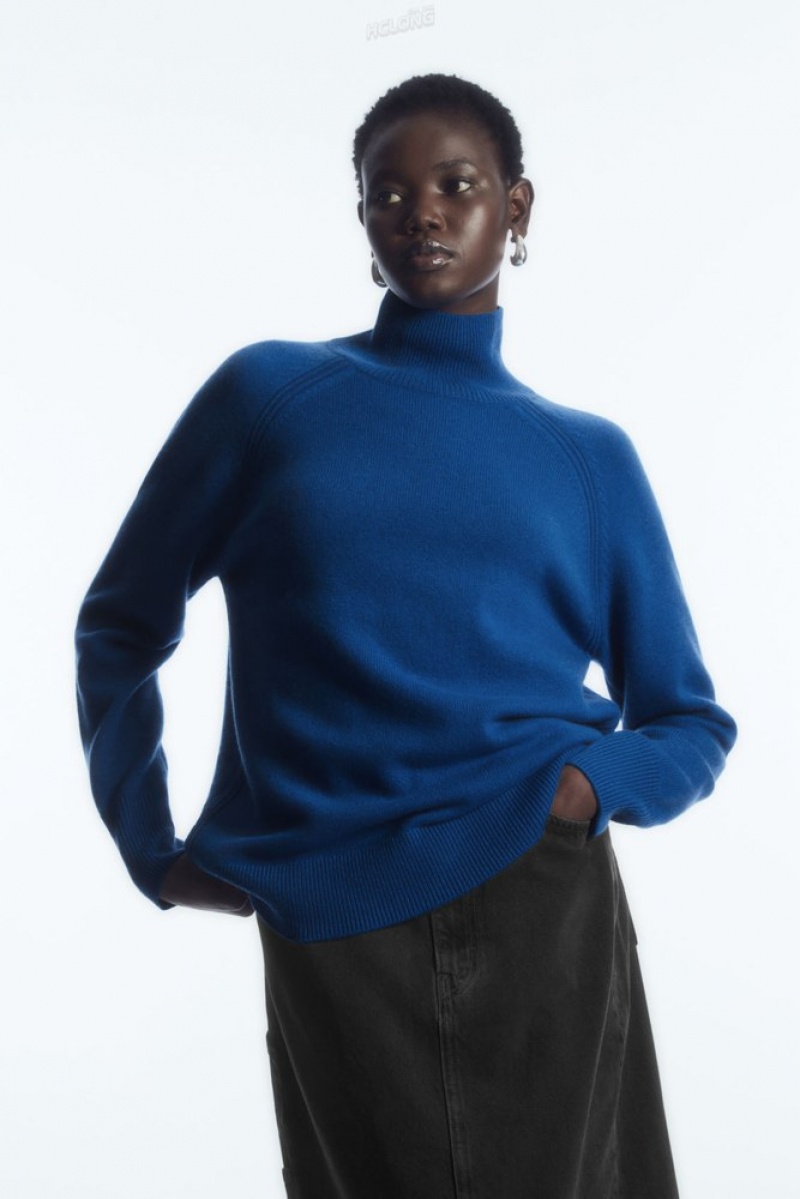 COS Pure Cashmere Turtleneck Jumper Bleu Marine Foncé | 470861-HXT