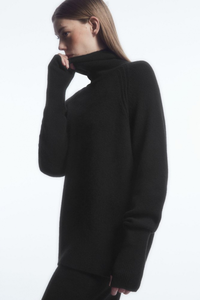 COS Pure Cashmere Turtleneck Jumper Noir | 923510-TEA